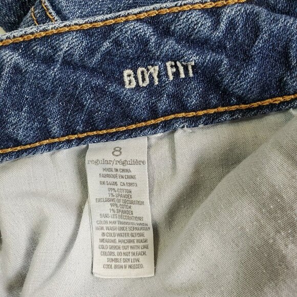 American Eagle Womens Boy Fit Jeans Sz 8 Medium Wash Mid Rise Denim Stretch - Picture 8 of 11